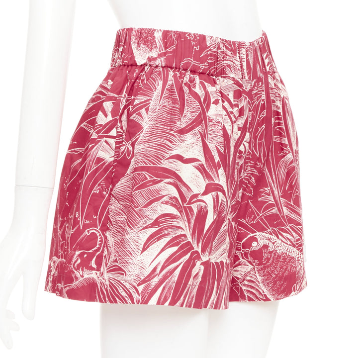 RED VALENTINO 2020 Tropical Parrot high waist casual red cream shorts IT36 XXS