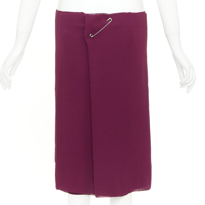 COMME DES GARCONS 1998 Vintage burgundy layered darted pleat self wrap skirt S