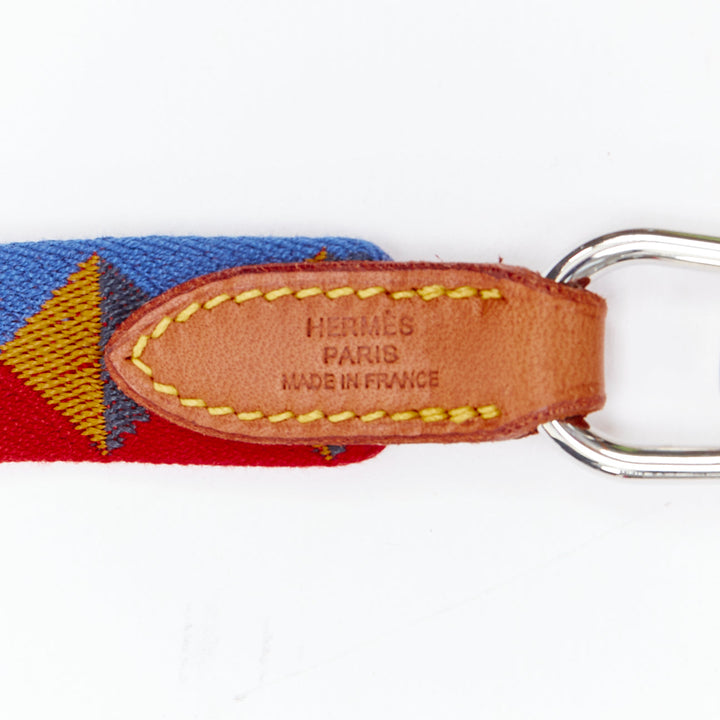 HERMES Medor Slim Dog Leash colorful red blue brown bridle leather