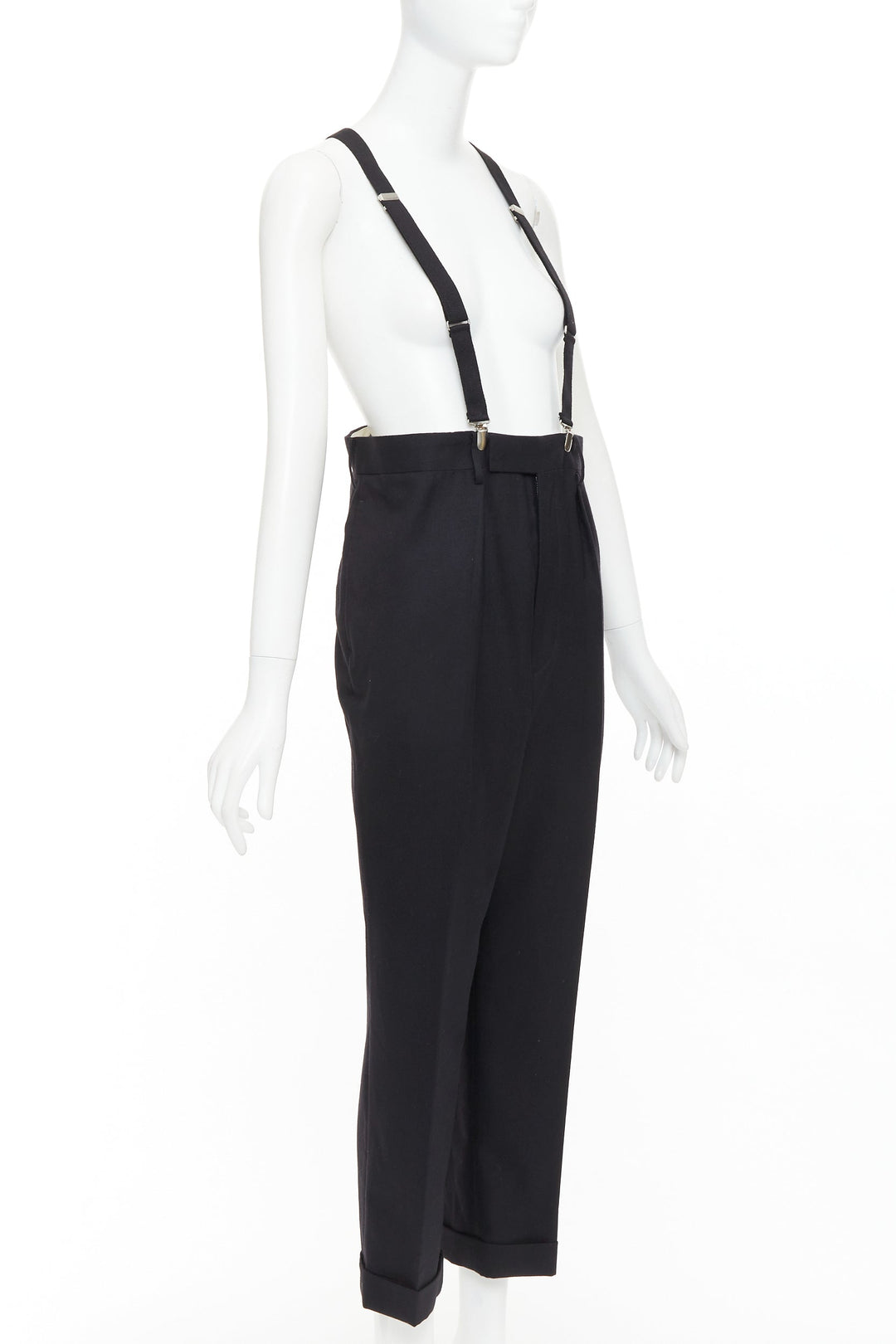 JUNYA WATANABE 2012 black wool suspender high waisted harem pants M