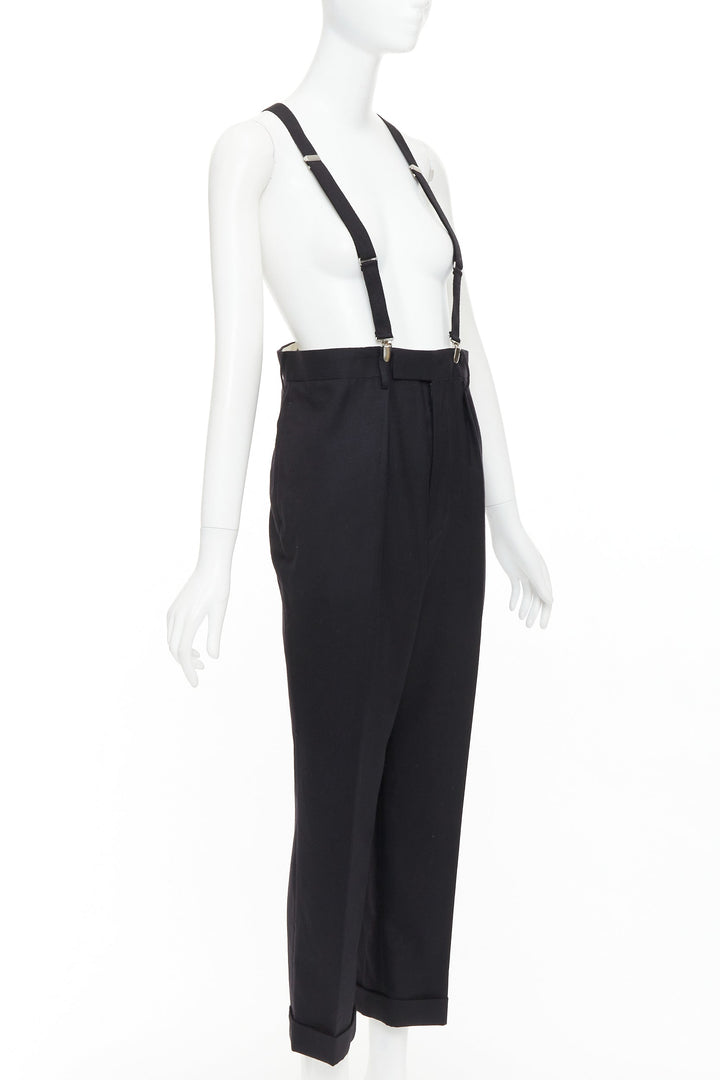 JUNYA WATANABE 2012 black wool suspender high waisted harem pants M