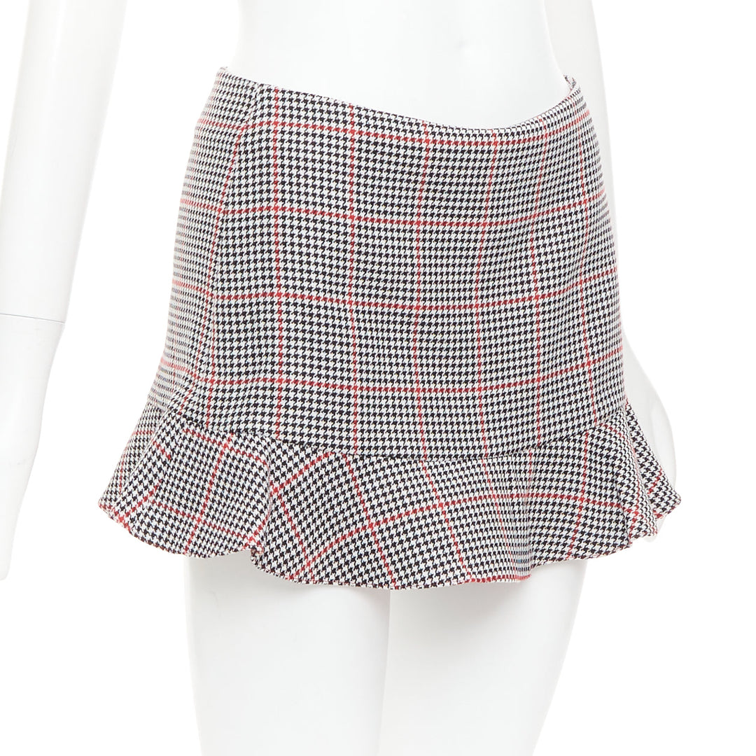 RED VALENTINO red black houndstooth check print flare mini skort IT36 XXS