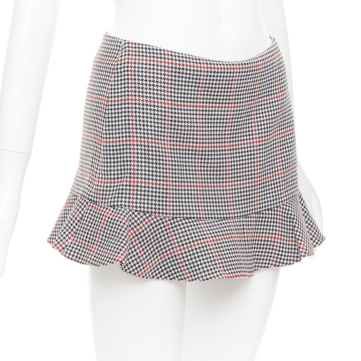 RED VALENTINO red black houndstooth check print flare mini skort IT36 XXS