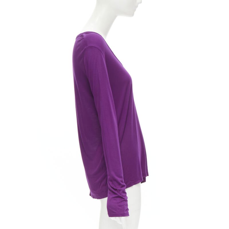 THE ROW Hazelton 100% viscose purple scoop neck long sleeve tshirt S