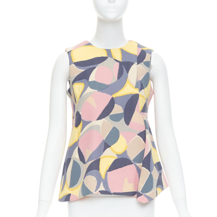 MARNI pastel multicolor abstract print asymmetric peplum top IT38 XS