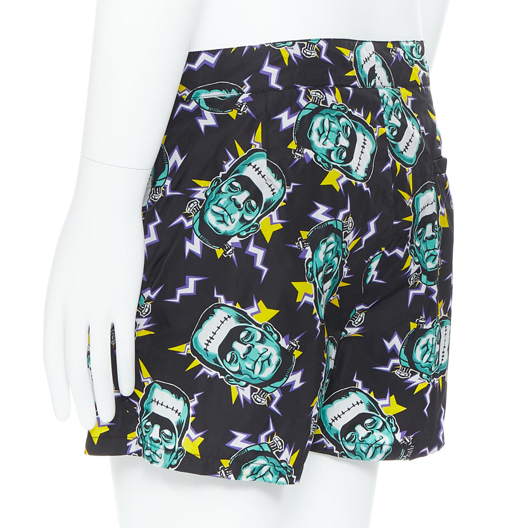 PRADA 2019 Frankenstein print nylon triangle logo swimming shorts IT46 S