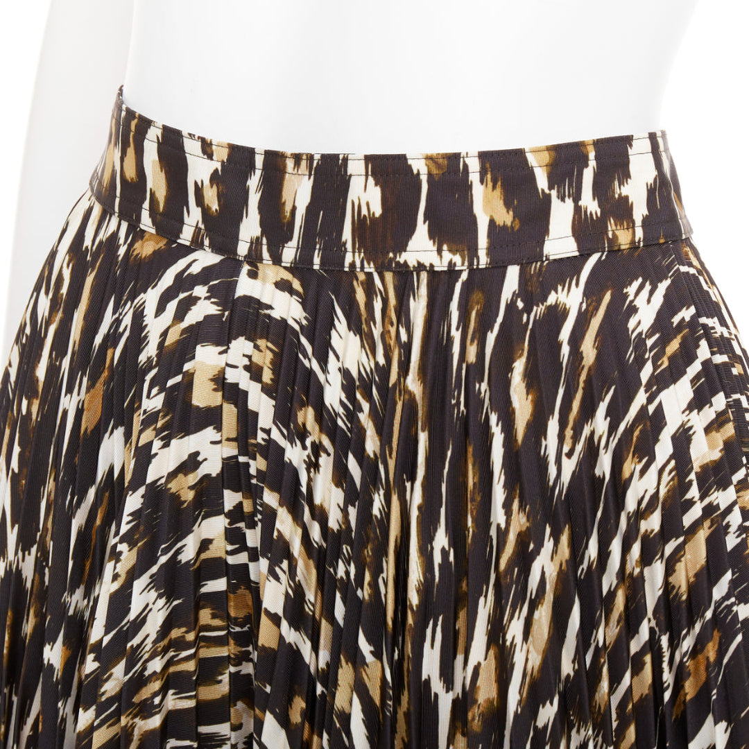 CALVIN KLEIN 205W39NYC Raf Simons brown leopard print pleated skirt US0 XS