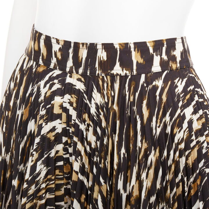 CALVIN KLEIN 205W39NYC Raf Simons brown leopard print pleated skirt US0 XS