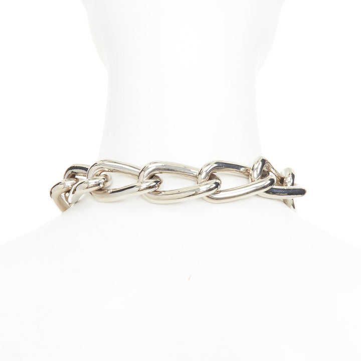 GUCCI 2024 Runway punk oversized link XL GG silver tone choker necklace