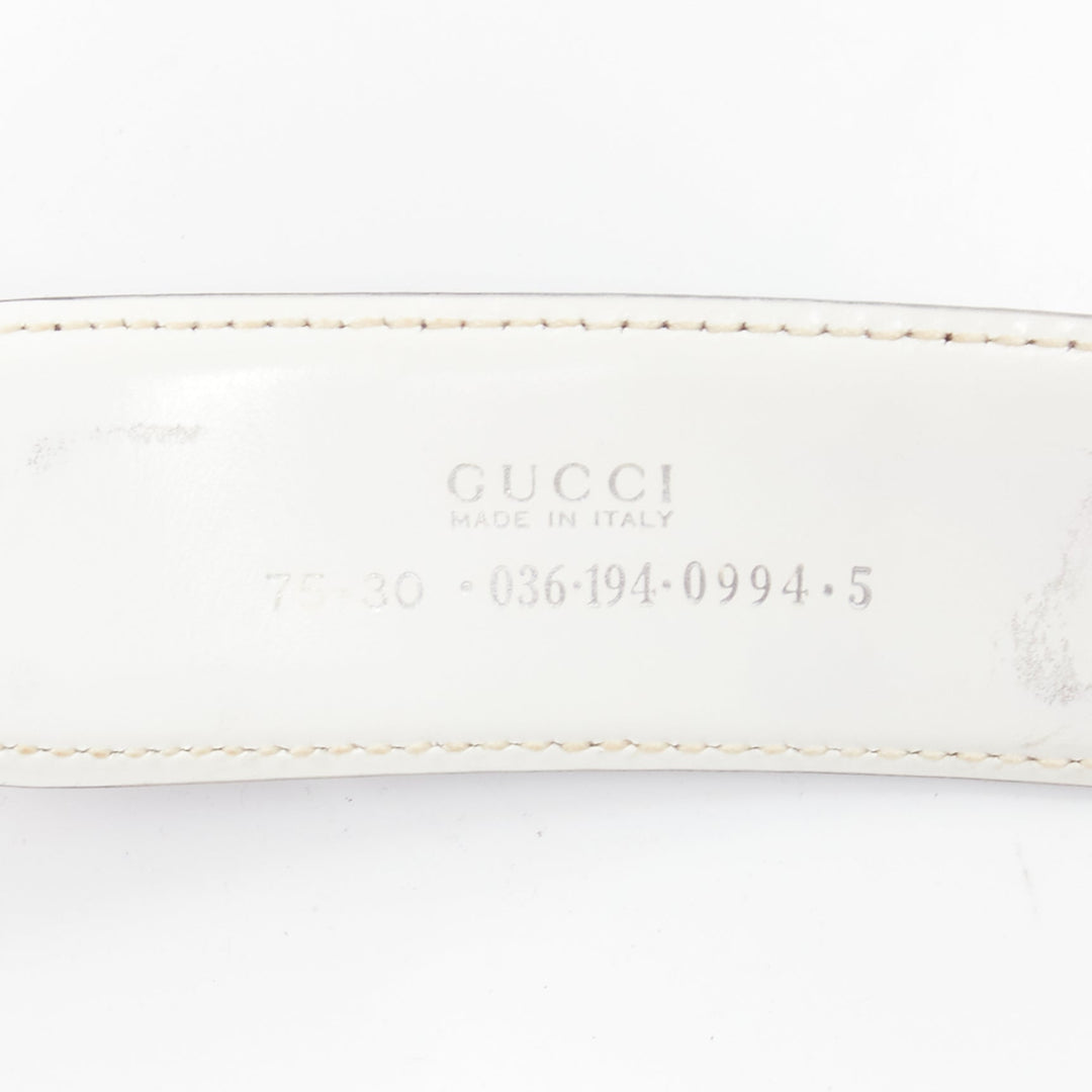 GUCCI Vintage silver GG logo buckle black smooth leather belt 30"