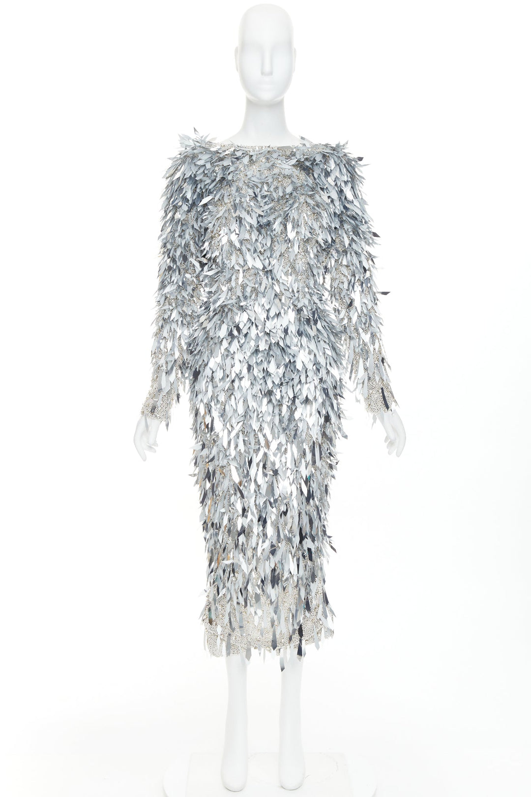 rare ALEXANDRE VAUTHIER COUTURE AW2023 Runway Lesage bead feather pailette dress