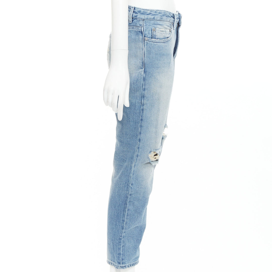 ACNE STUDIOS Pop Trash blue washed cotton ripped distressed back  jeans FR34 XS
