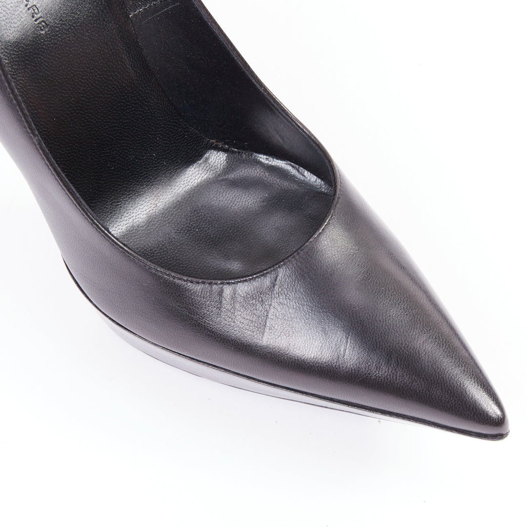 BALENCIAGA Chevreau Brilliant black calf leather sculpted platform pumps EU37