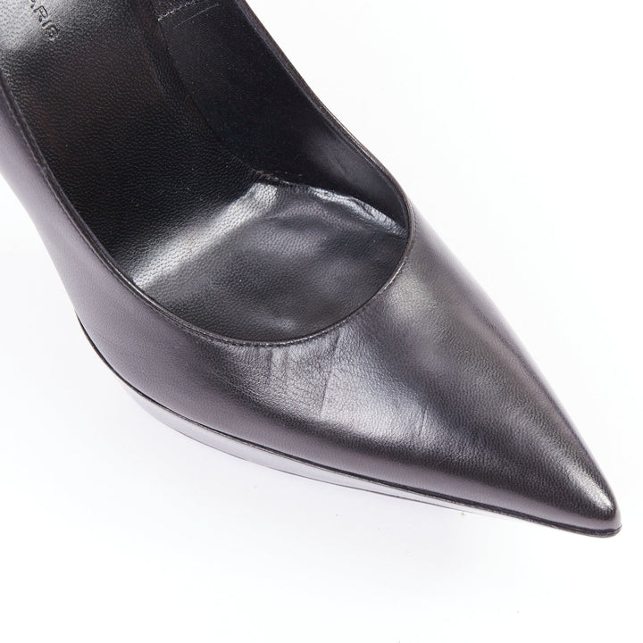 BALENCIAGA Chevreau Brilliant black calf leather sculpted platform pumps EU37