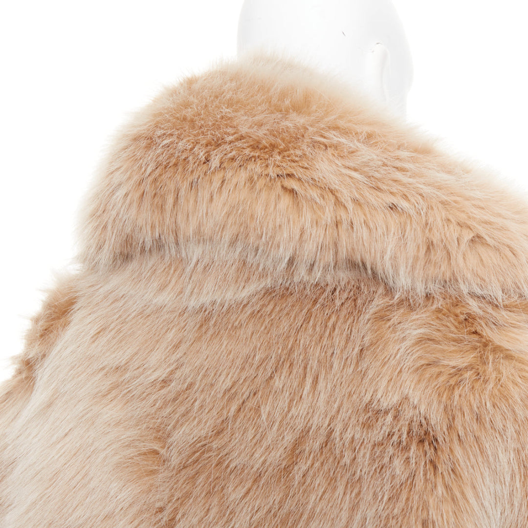 rare ALEXANDRE VAUTHIER SS2023 beige brown faux fur exaggerated collar coat