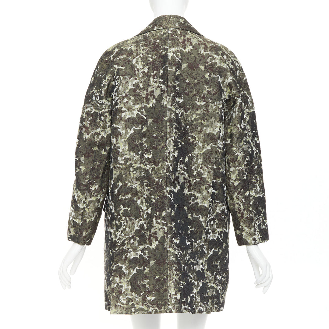 TOGA ARCHIVES multicolor green jacquard camouflage trees fleece line coat JP1 XS
