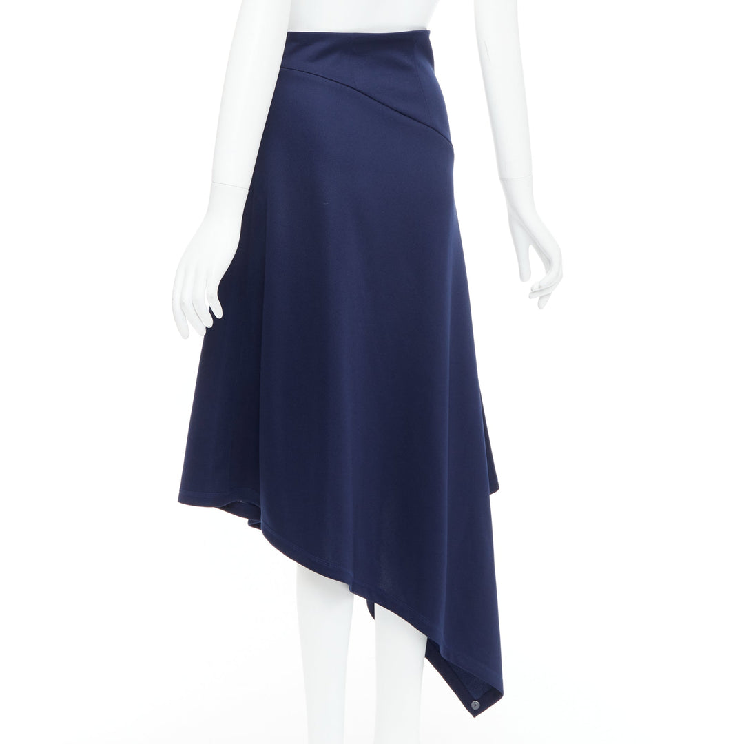 JW ANDERSON navy flap front bias cut asymmetric midi skirt UK8 S