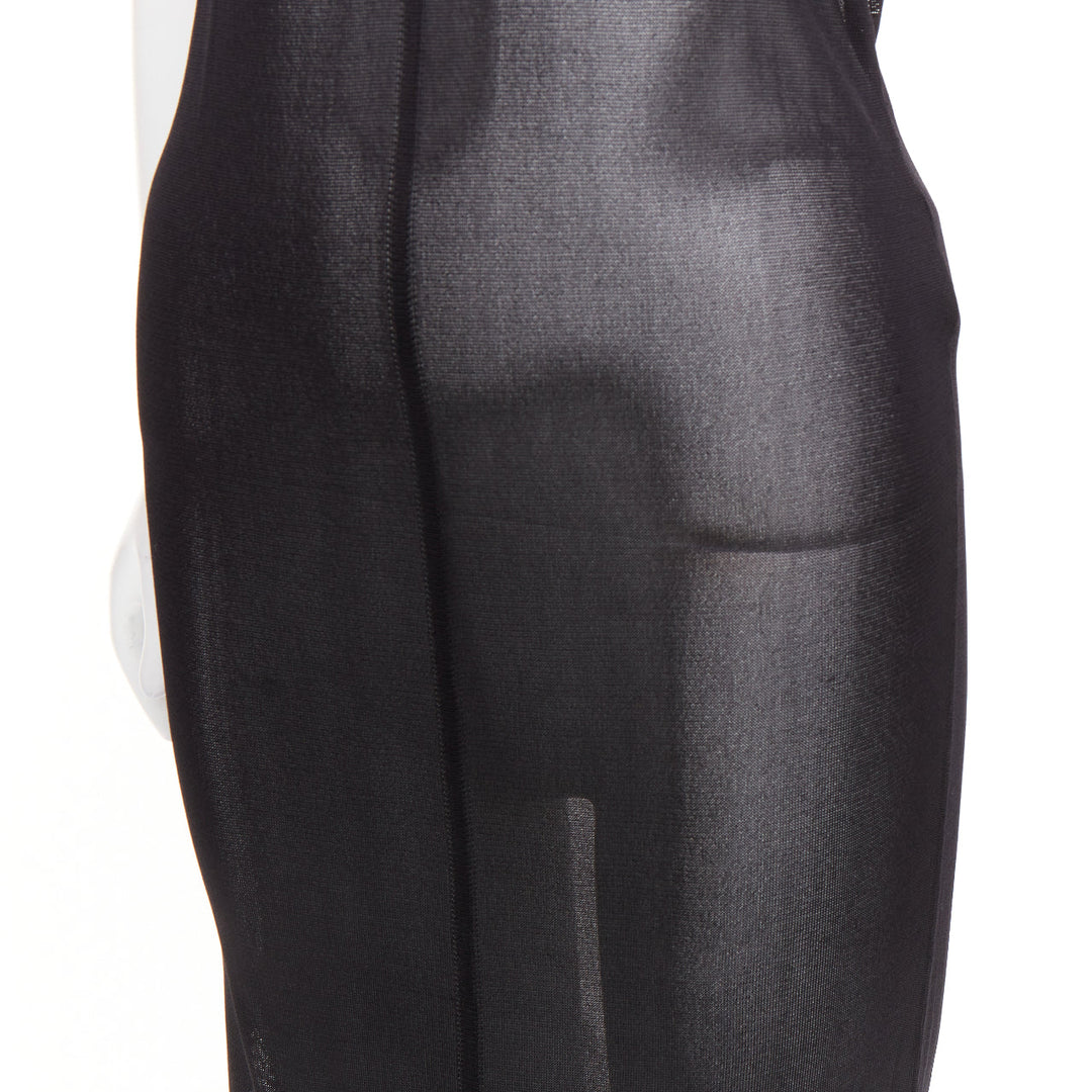 SAINT LAURENT 2023 Runway black slinky viscose semi sheer knit maxi tank dress S