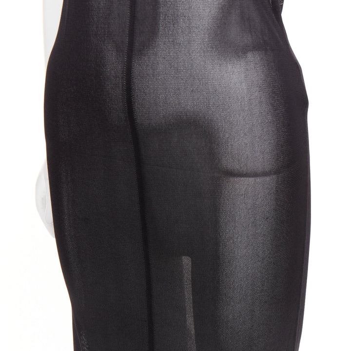 SAINT LAURENT 2023 Runway black slinky viscose semi sheer knit maxi tank dress S