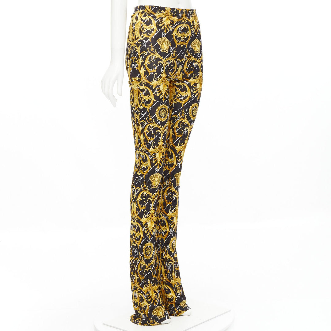 VERSACE 2020 Runway Gianni Signature Medusa Barocco gold flare pants IT42 M
