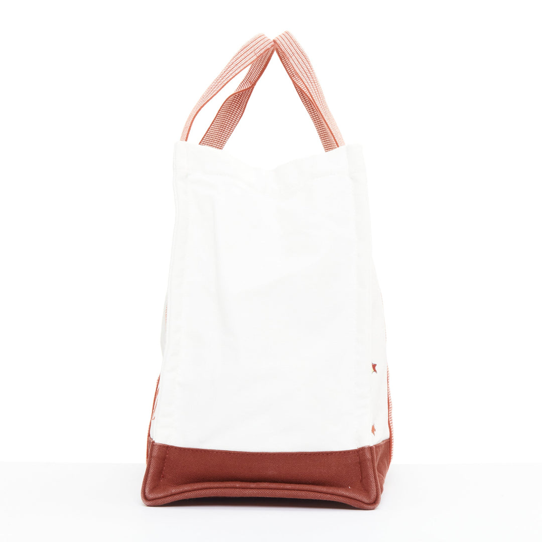HERMES Circus Nappy Bag red white embroidered cotton canvas tote bag towel set