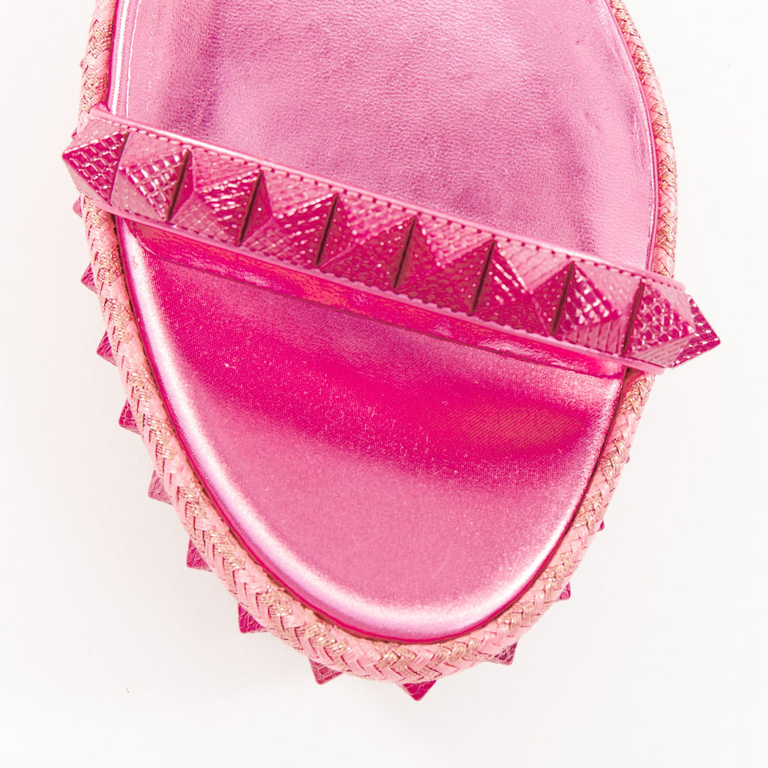 CHRISTIAN LOUBOUTIN Pyraclou 60 glam metallic pink spikes platform wedges EU39