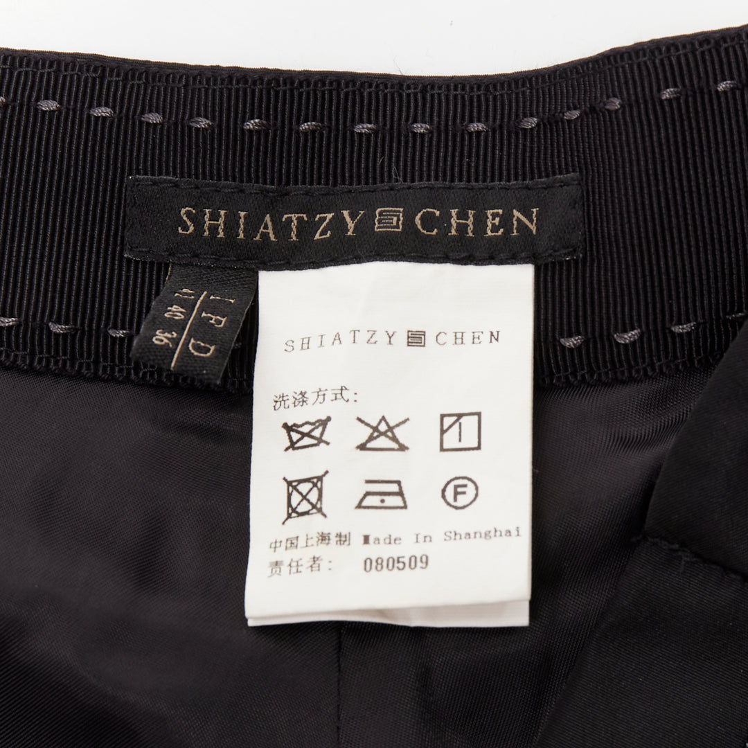 SHIATZY CHEN black acetate blend 3D cut back slit padded cropped pants IT42 M