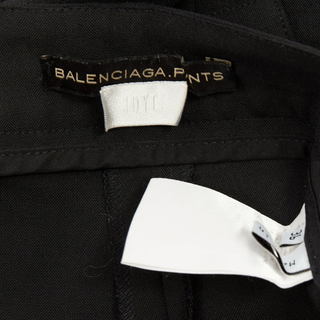 BALENCIAGA 2005 pleated front big belt loops tapered dress pants trousers FR36 S