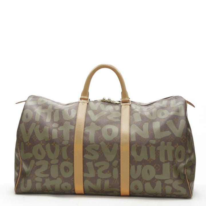 rare LOUIS VUITTON Stephen Sprouse Graffiti khaki green monogram Keepall 50 bag