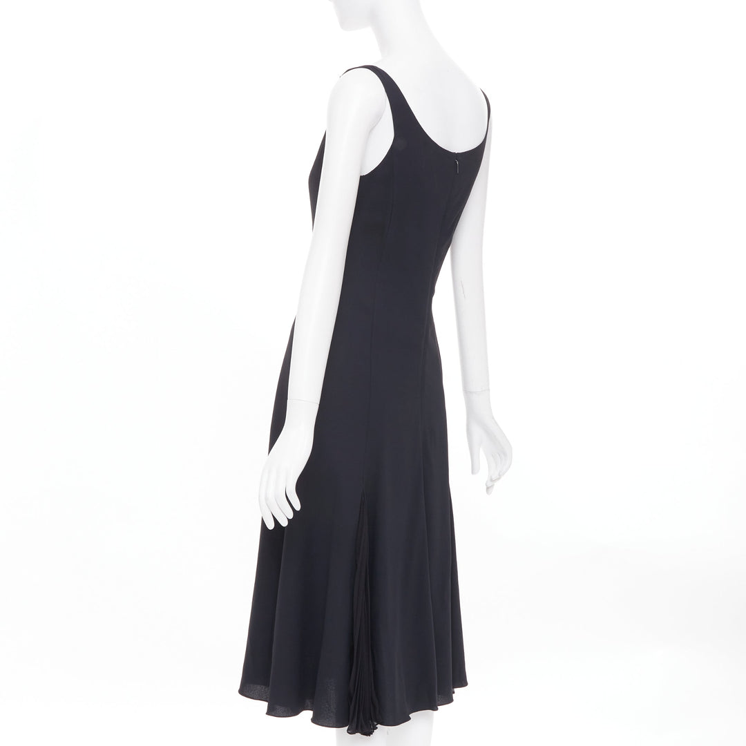 VERSACE 2023 Medusa 95 black viscose silk trim cocktail midi dress IT40 S