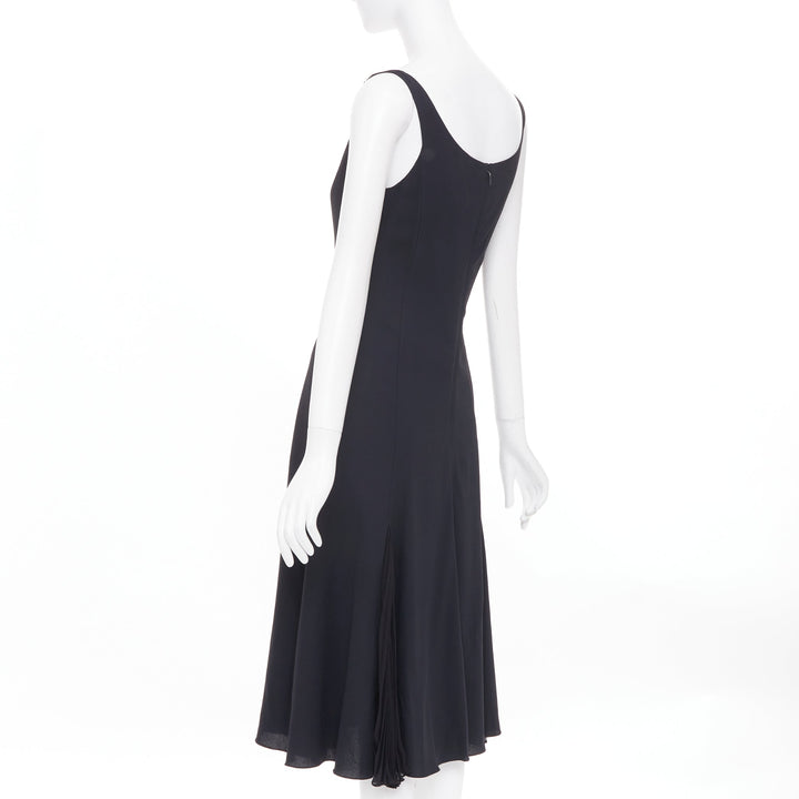VERSACE 2023 Medusa 95 black viscose silk trim cocktail midi dress IT40 S