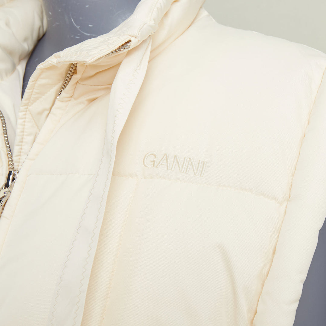 GANNI 2022 oversized shiny puff vest buttercream ivory winter gilet top M