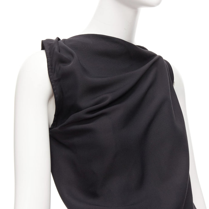 MATICEVSKI 2020 Energy Slash black drape front hi low cut out dress AUS8 S