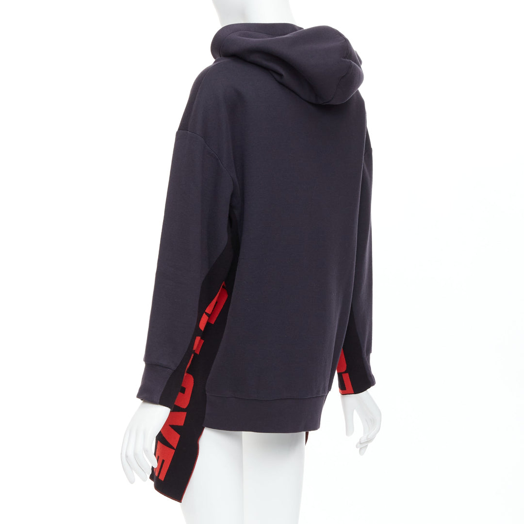 STELLA MCCARTNEY 2017 All Is Love navy red cotton long hoodie IT36 XXS