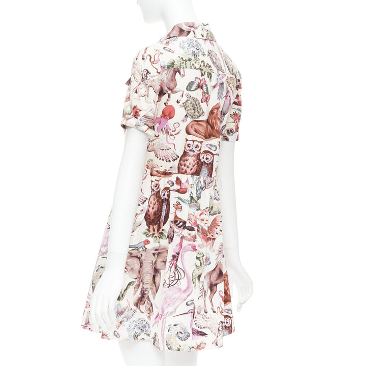 VALENTINO Roman Safari 2015  100% silk cream animal print safari dress Sz4 S