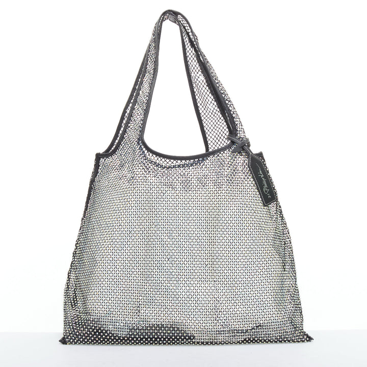 3.1 PHILLIP LIM psychedelic fine crystal mesh PVC lined market tote bag