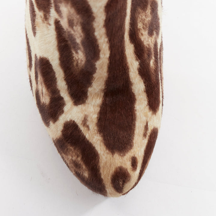 GIUSEPPE ZANOTTI brown nude leopard print platform high heel boots EU36.5