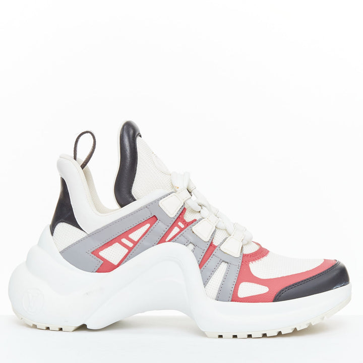 LOUIS VUITTON Archlight pink white leather mesh architectural sneakers EU37