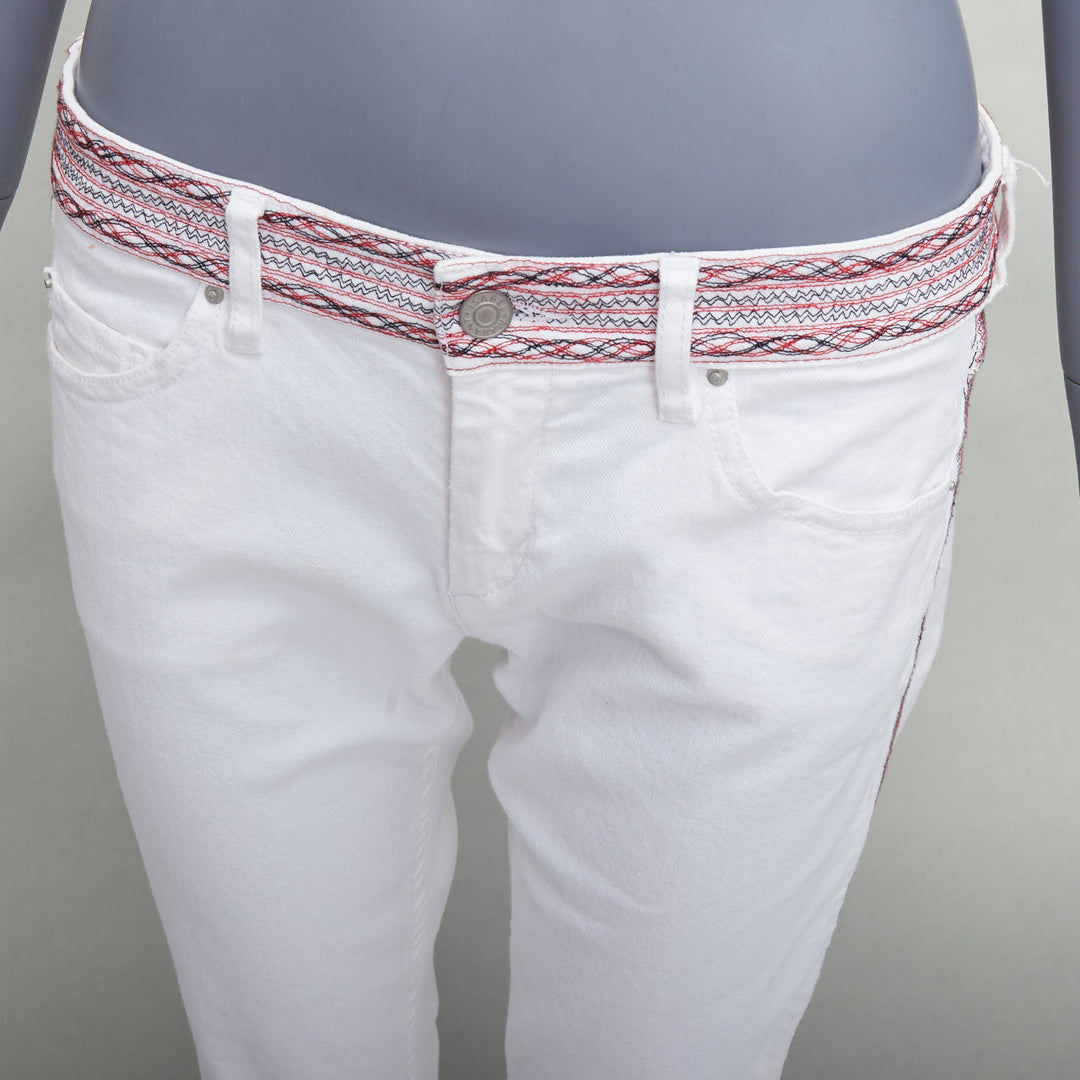 ISABEL MARANT ETOILE white denim red black stitch detail jeans FR38 M