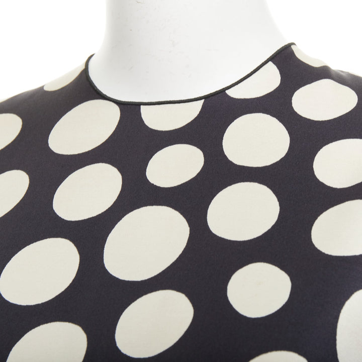 CELINE 2013 Runway Phoebe Philo polka dot silk wool oversized tunic top FR34 XS