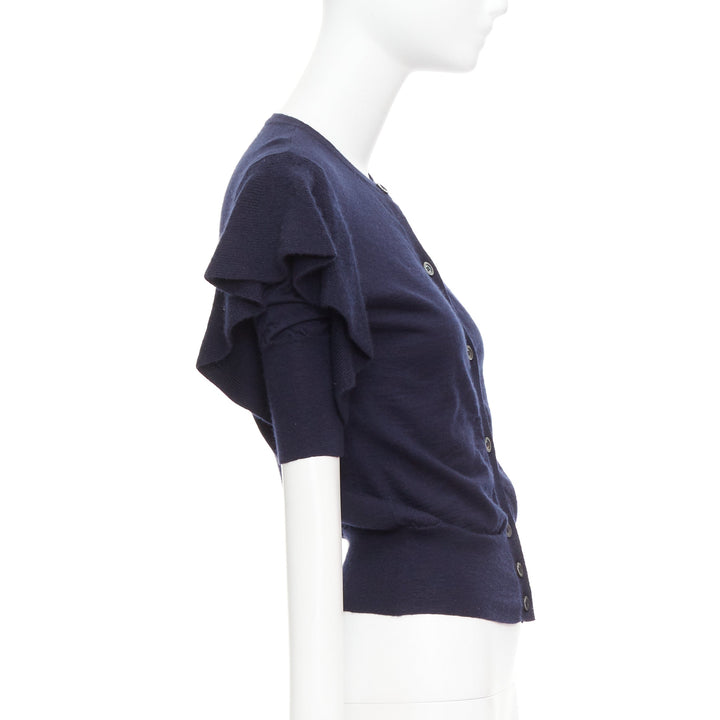 VIKTOR & ROLF navy cashmere silk ruffle sleeves cardigan sweater S