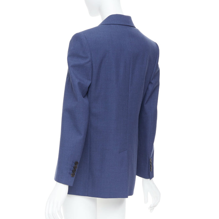 ALEXANDER MCQUEEN 2021 blue double breasted wool tailoring suit blazer IT36 XXS