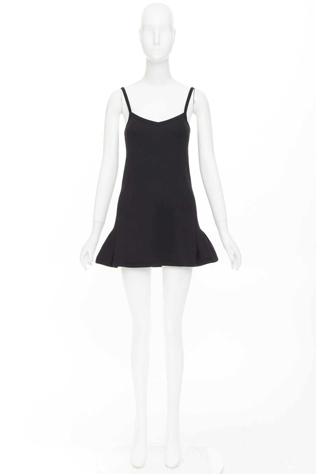 rare CHANEL 04P Sports Vintage CC logo black fleece flared pinafore dress FR36 S