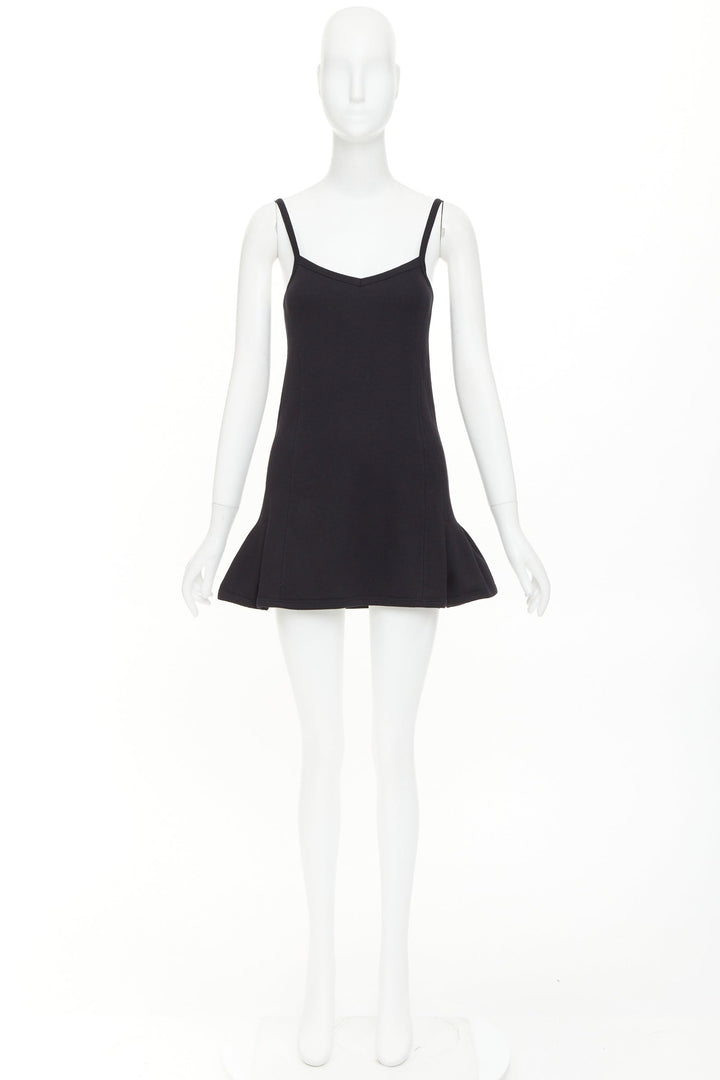 rare CHANEL 04P Sports Vintage CC logo black fleece flared pinafore dress FR36 S