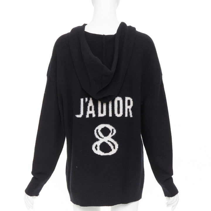 CHRISTIAN DIOR J'Adior 8 100% cashmere print back hood oversized sweater FR34 XS