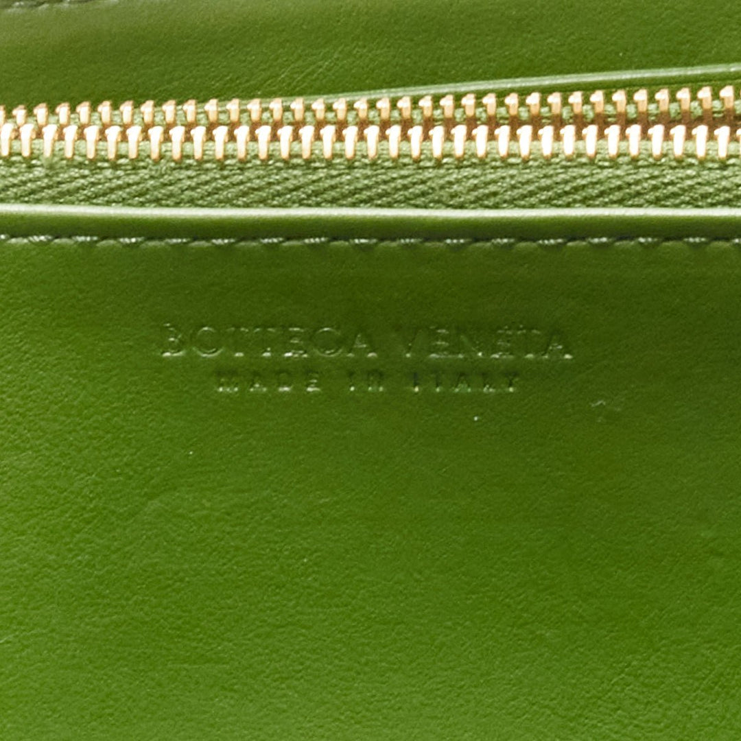 BOTTEGA VENETA Cassette avocado green maxi Intrecciato zip around long wallet