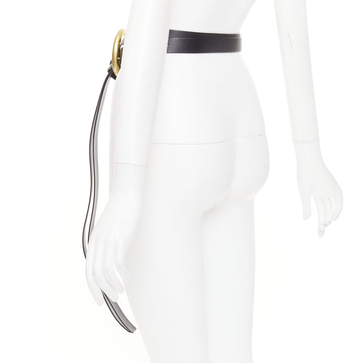 BOTTEGA VENETA 2019 Daniel Lee Horseshoe Double Strap black gold buckle belt