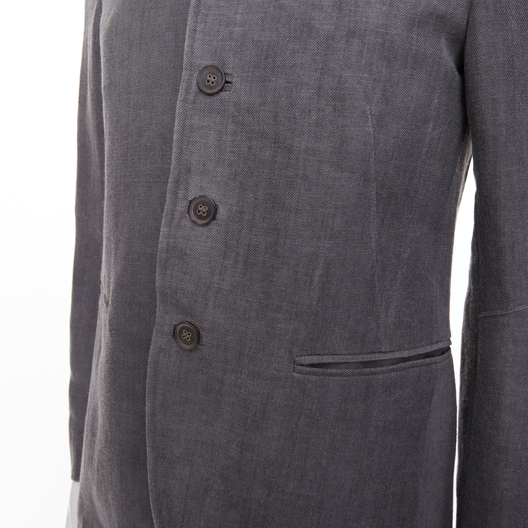 JOHN VARVATOS 2015 high break notch lapel textured button grey jacket EU44 XS