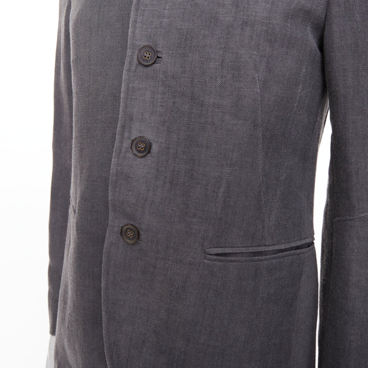 JOHN VARVATOS 2015 high break notch lapel textured button grey jacket EU44 XS