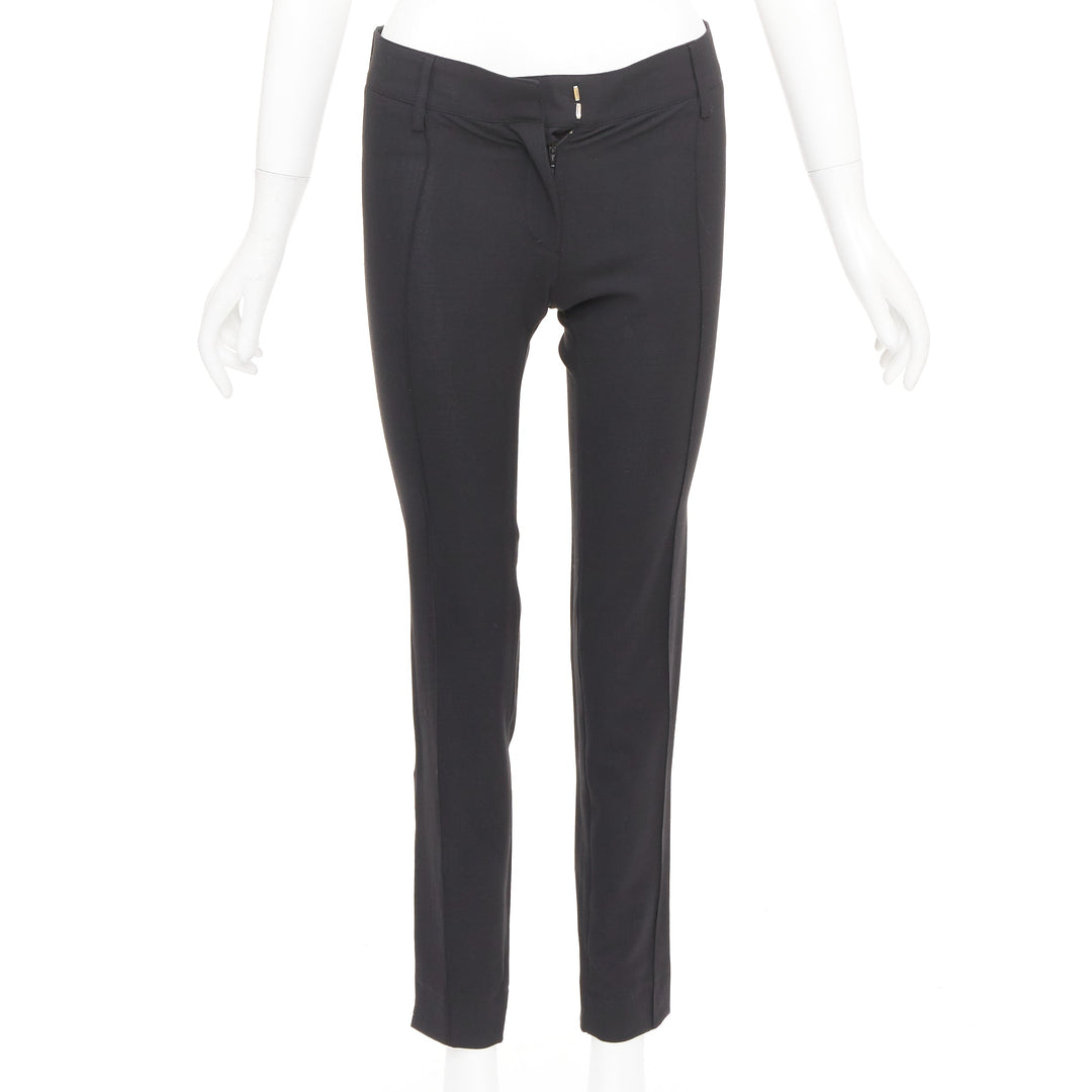 BALENCIAGA 2005 pleated front big belt loops tapered dress pants trousers FR36 S